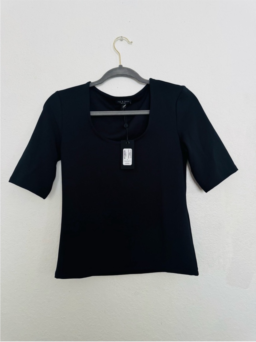 rag & bone Black Scoop Neck Short Sleeve Tee